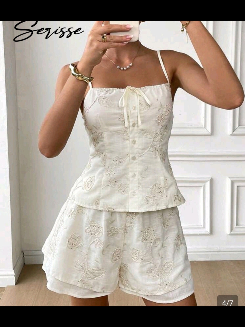 Ivory Embroidered Button-Up Top - Picture 3 of 7